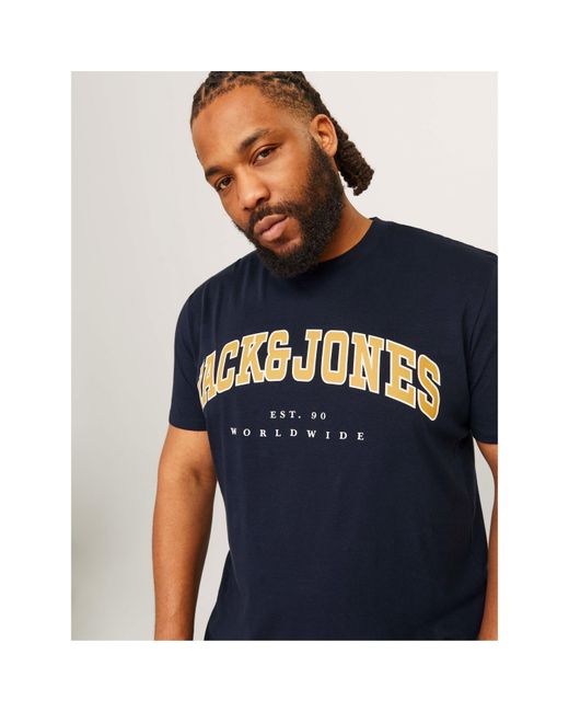 Jack & Jones Blue Varsity Logo Plus Size T-Shirt for men