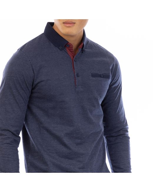 Peter Werth Blue W Ellstn Long Sleeve Polo Shirt for men