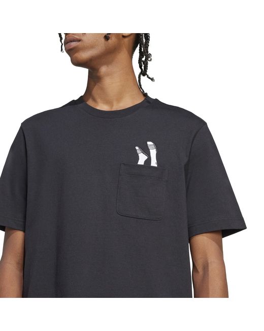 Adidas Black Lounge Slides Graphic Pocket T-Shirt Adults for men