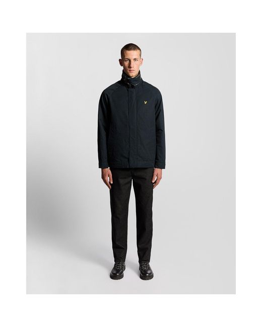 Lyle & Scott Blue Tartan Lined Water-Resistant Harrington Jacket for men