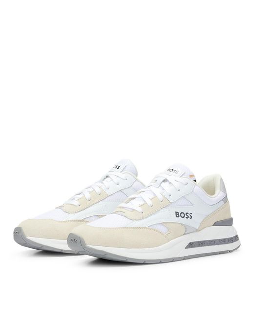 Boss White Kurt Runner Style Trainers for men