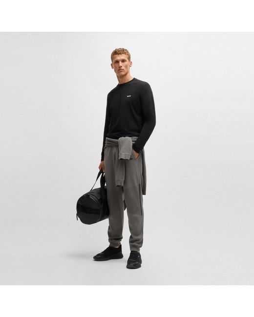 Boss Black Long Sleeve T-Shirt With Iconic Logo Detail for men