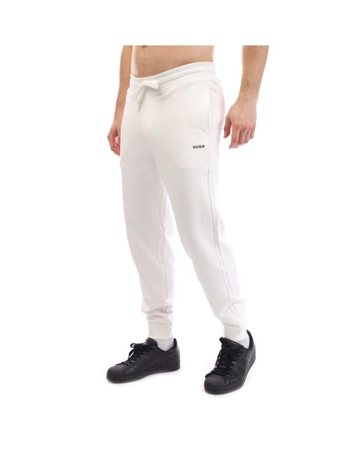 HUGO White Dayote Logo Print Tracksuit Bottoms for men