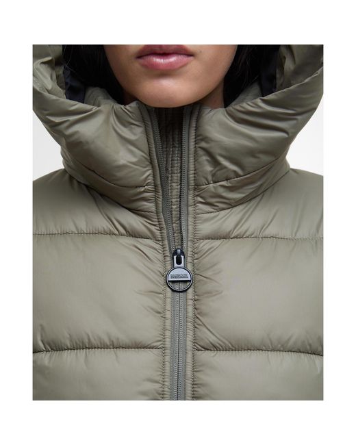 Barbour Green Olivios Hooded Long Sleeve Full Zip Short Puffer Jacket