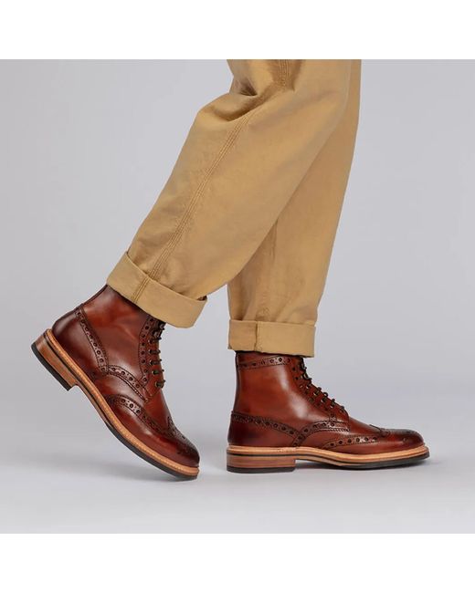 GRENSON Brown Fred Brogue Boot for men