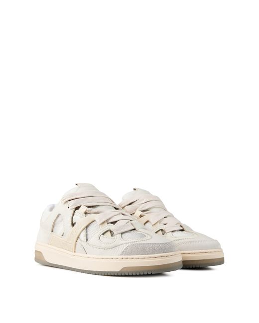 Represent White Panelled Canvas Chunky Sneakers for men