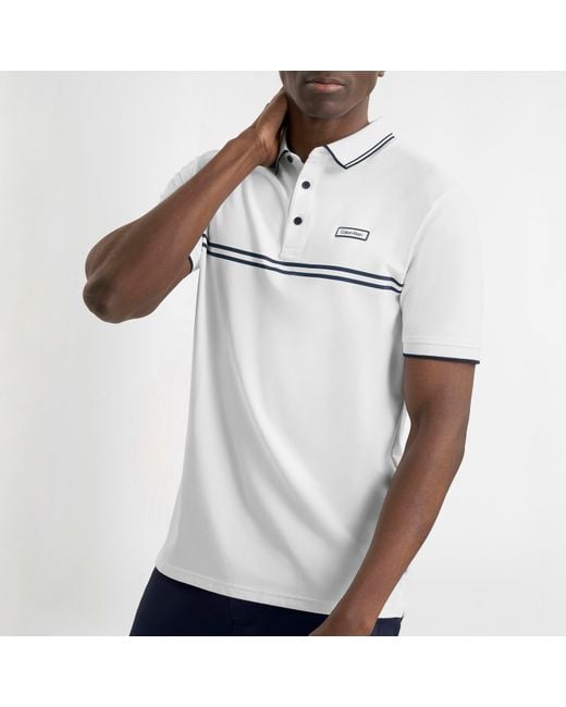 Calvin Klein White Short Sleeve Performance Polo Shirt for men