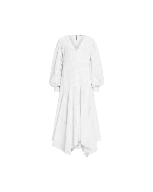 AllSaints White Aviana Broderie Anglaise Midi Dress