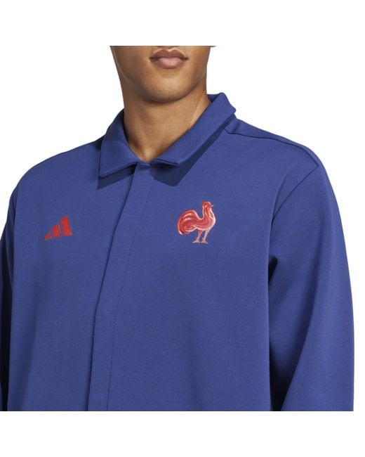Adidas Blue France Rugby Performance Rugby Jacket for men