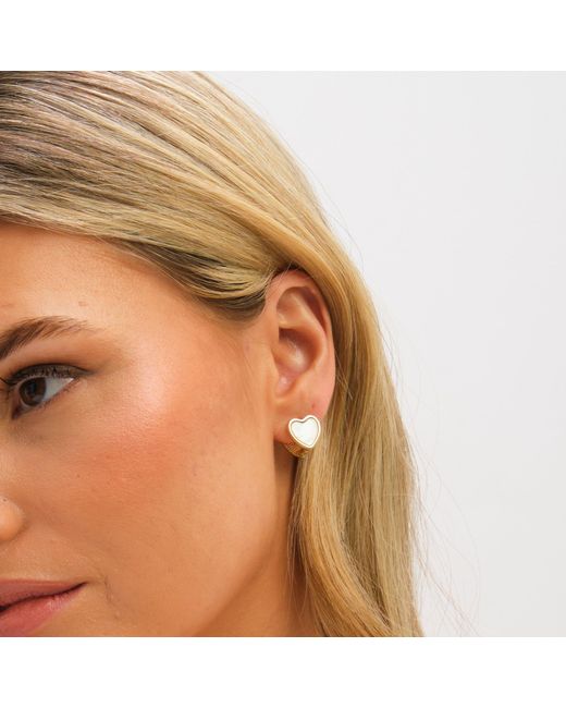Jon Richard Metallic Plated Mother Of Pearl Heart Hoop Earrings