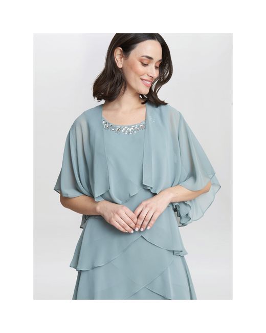 Gina Bacconi Blue Toni Chiffon Tier Jacket Dress