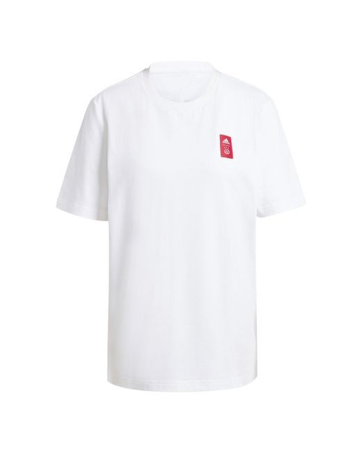 Adidas White Ajax Amsterdam Cycling Graphic T-Shirt Adults for men