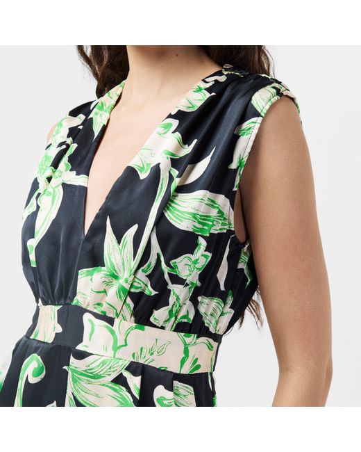 AX Paris Blue Floral Print V Neck Sleeveless Jumpsuit