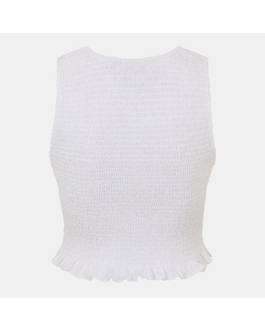 Jack Wills White Shirred Tank