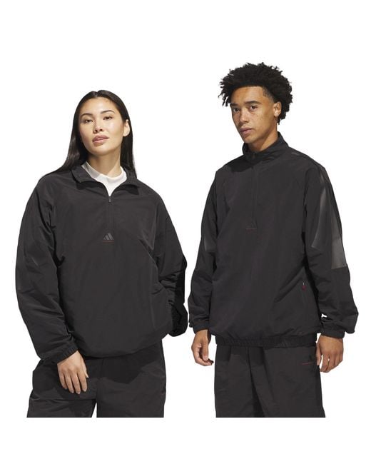 Adidas Black Basketball Half Zip Long Sleeve Windbreaker for men