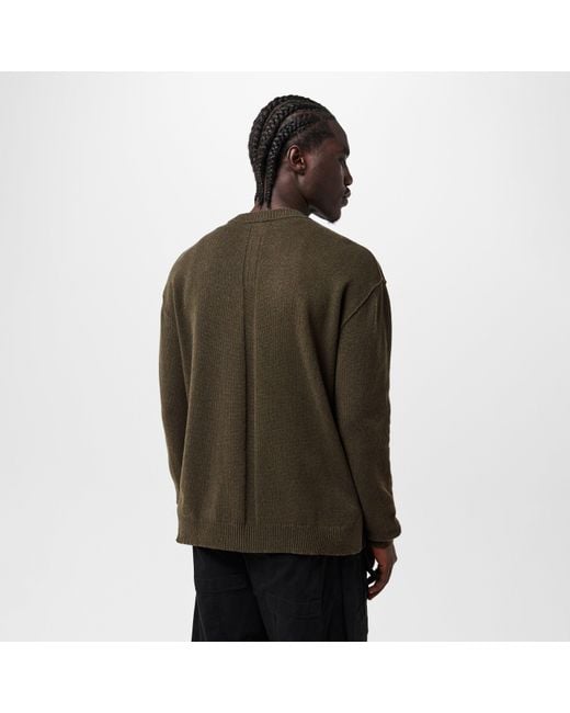 Rick Owens Green Ribbed Crew Neck Relaxed Fit Jumper for men