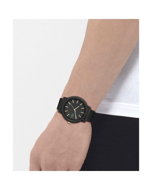 Lacoste Black 12.12 Silicone Strap Watch for men