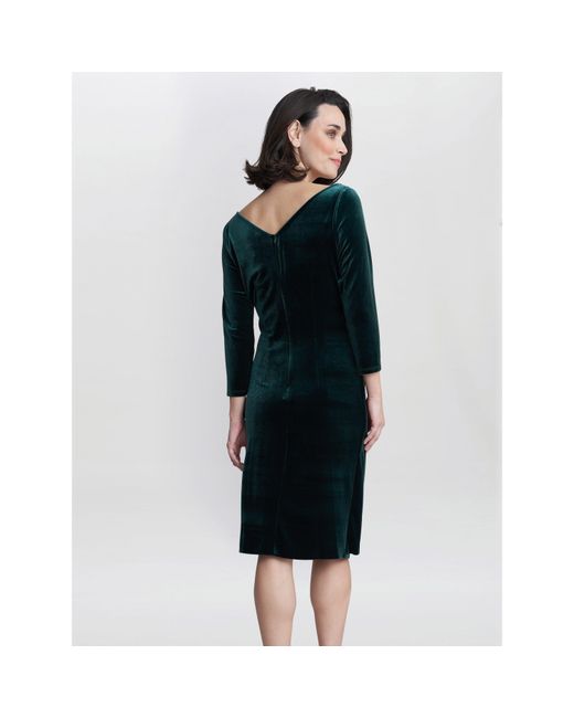 Gina Bacconi Green Zoe Velvet Wrap Dress