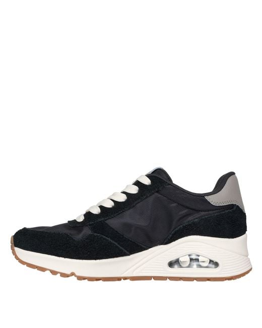 Skechers Blue Hairy Suede And Mesh Lace-Up Low-Top Trainers