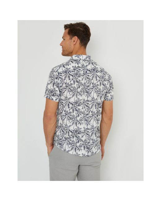Threadbare Gray Dormy Short-Sleeve Patterned Shirt for men