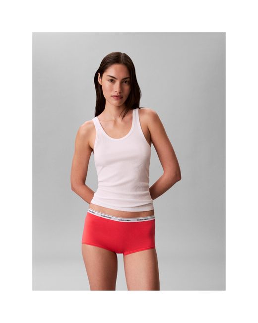 Calvin Klein Red Streamlined Soft Fabric Boy Shorts