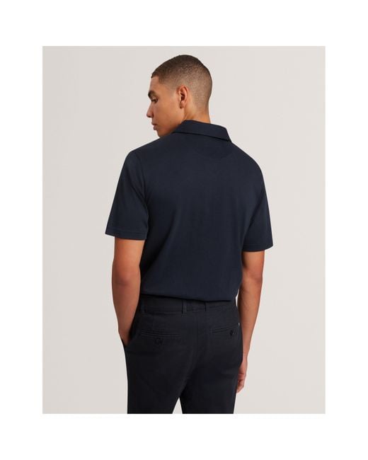 Ted Baker Blue Mercerised Short Sleeve Polo Shirt for men