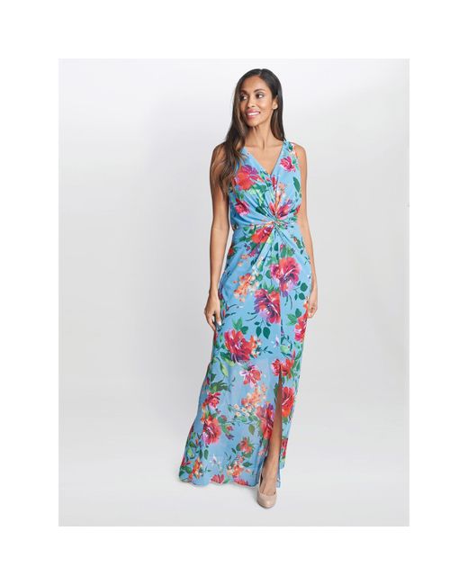 Gina Bacconi Blue Jennifer Printed Maxi Dress