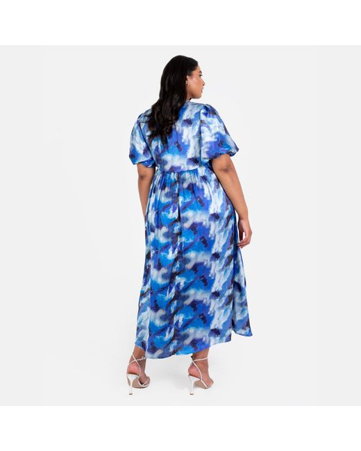 Lovedrobe Blue Satin Wrap Midaxi Dress