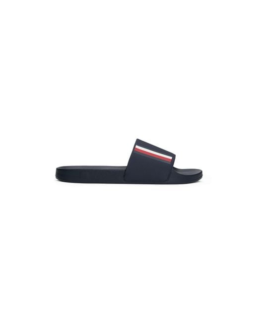 Tommy Hilfiger Blue Water Resistant Moulded Footbed Pool Sliders for men