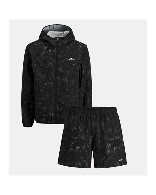 Jack & Jones Black Windbreaker And Shorts Set for men