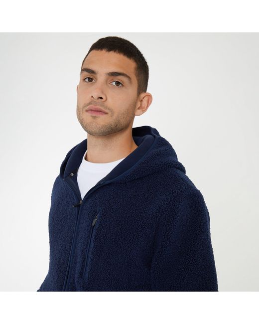 Threadbare Blue Borg Zip Hoodie for men