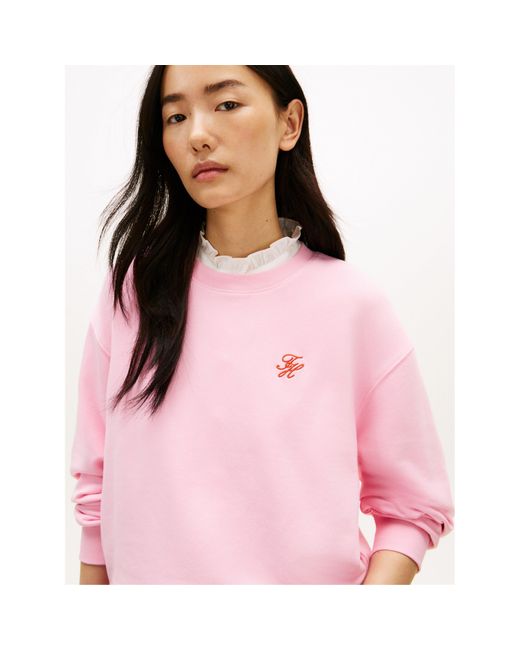 Tommy Hilfiger Pink Script Crew Sweatshirt