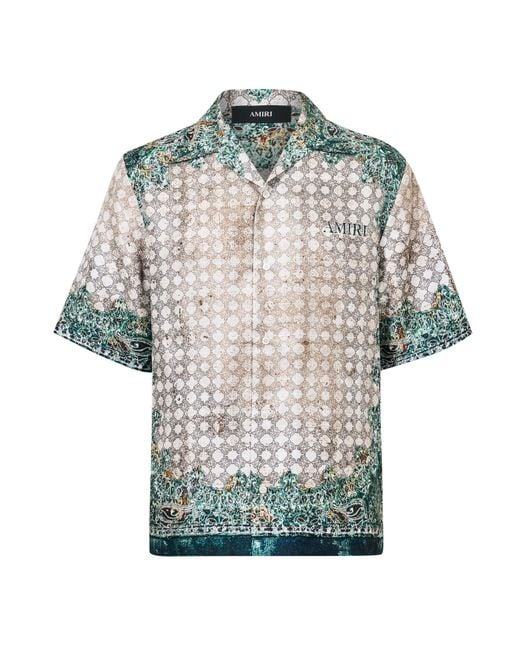 Amiri Gray Bandana Short Sleeve Patterned Shirt for men