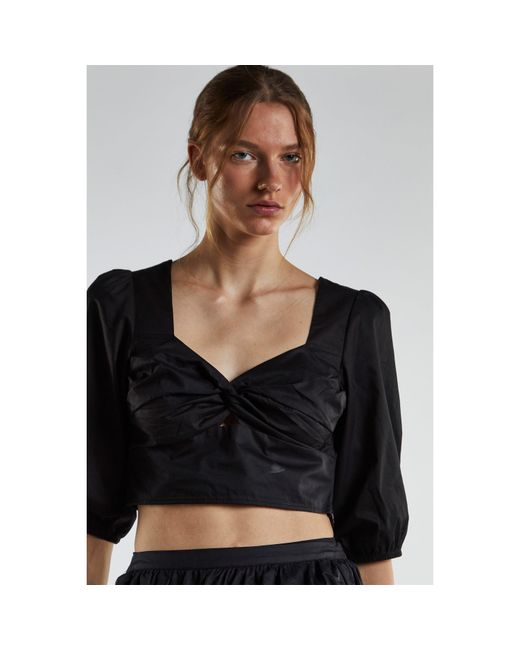 Glamorous Black Twist-Front Crop-Top