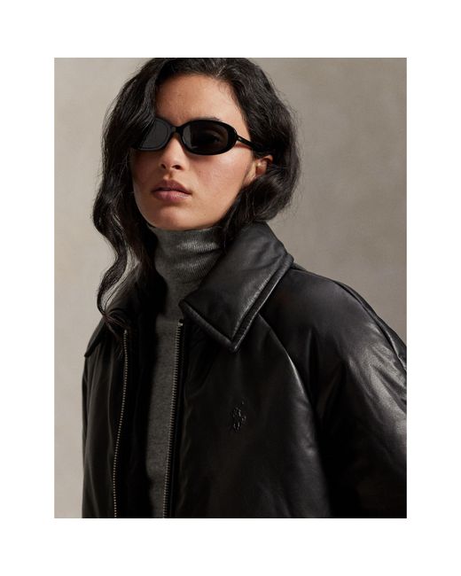 Polo Ralph Lauren Black Bomber Leather Jacket