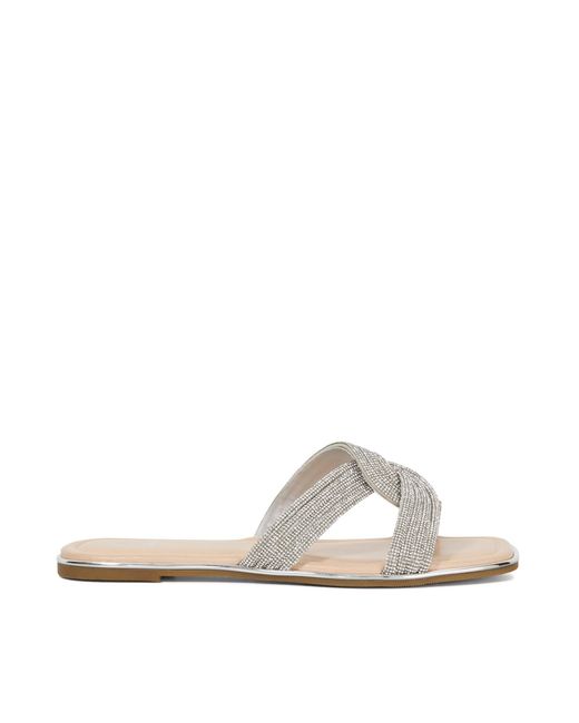 Dune White Lavenham Flat Sandal
