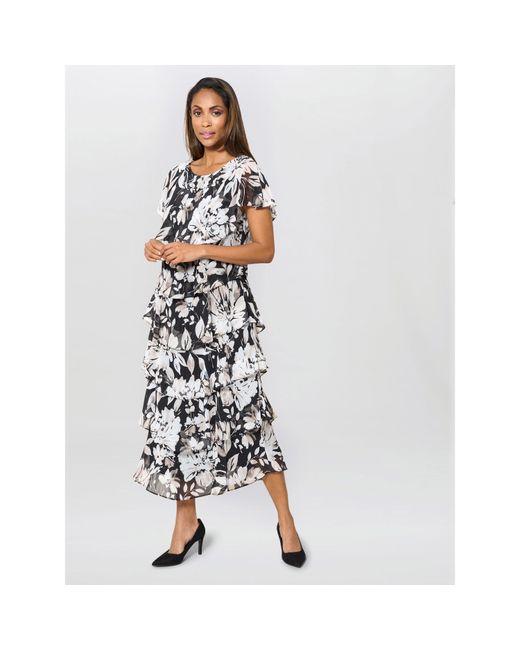 Gina Bacconi Multicolor Blossom Printed Midi Dress