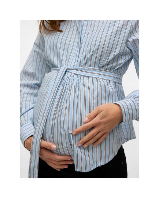 Mama.licious Blue Mama Long-Sleeve Patterned Shirt