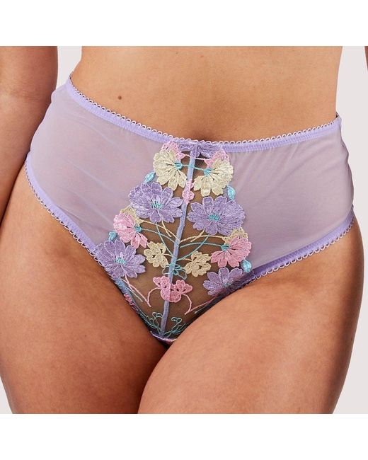 Playful Promises Purple Luna Pastel Embroidery High Waisted Thong