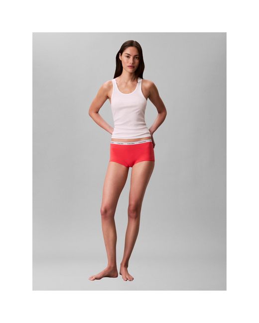 Calvin Klein Red Streamlined Soft Fabric Boy Shorts