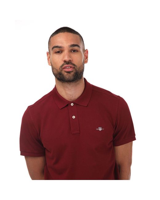 Gant Red Regular Fit Shield Pique Polo for men