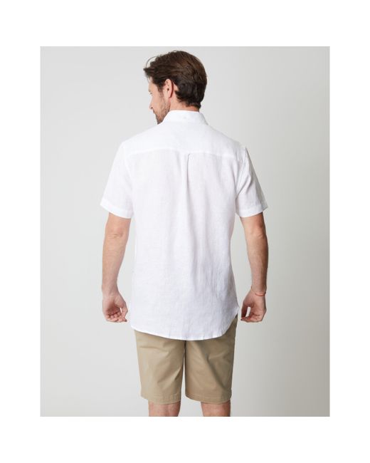 Saltwell White Short-Sleeve Oxford Shirt for men