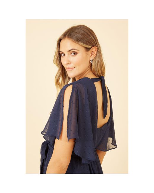 Yumi' Blue Wrap Midi Dress