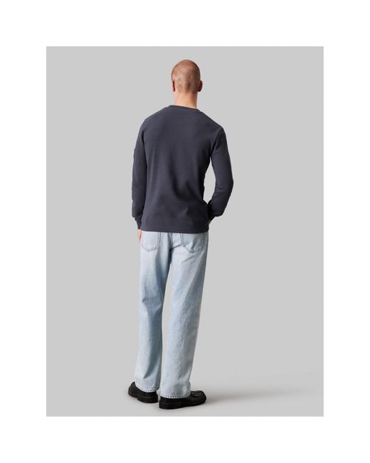 Calvin Klein Blue Waffle Long Sleeve Top for men