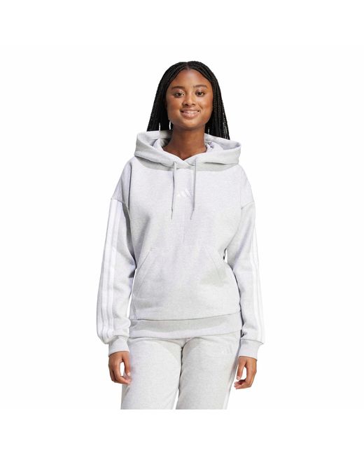 Adidas Blue Essentials 3-Stripes Fleece Hoodie