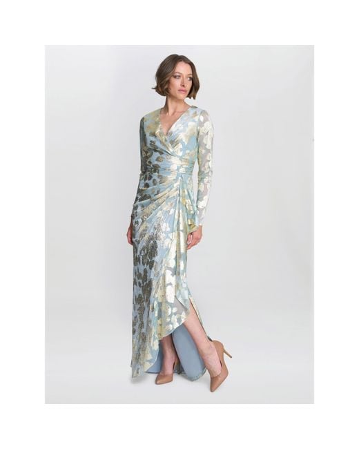 Gina Bacconi Blue Kamala Foil Maxi Dress
