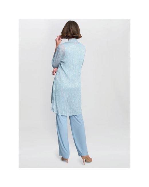 Gina Bacconi Blue Tina Three Piece Metallic Trouser Suit