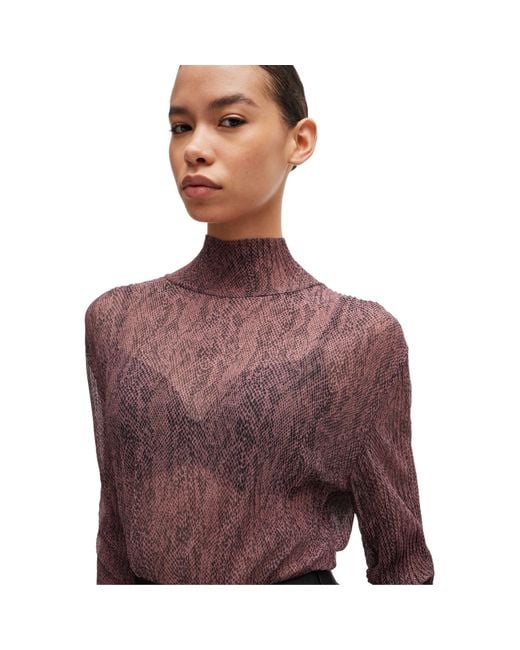 Boss Brown Emata Mesh All Over Print Short Sleeve Polo Shirt