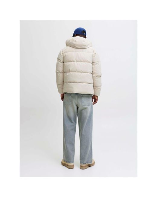 Jack & Jones White Global Short Puffer Jacket for men