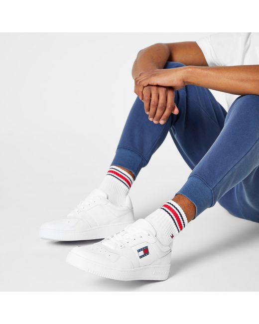 Tommy Hilfiger White Retro Leather Basket Trainers for men